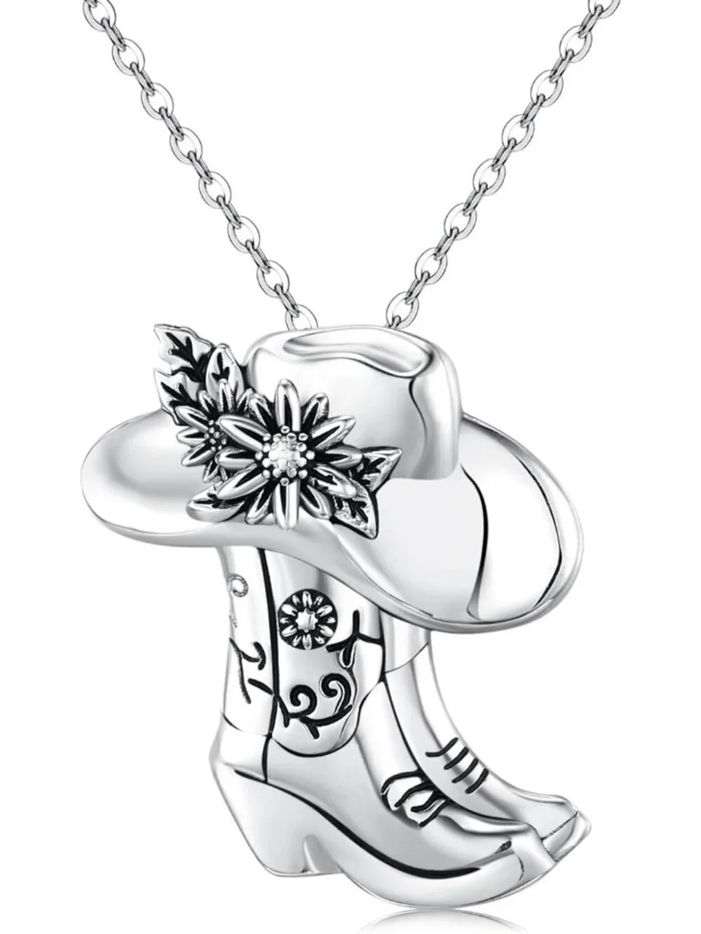 Women's Boot A Sterling Turquoise Pendant Highland Cow Skull Western Necklace